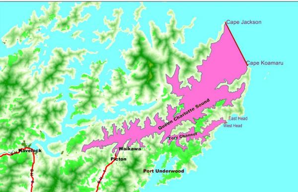 DO NOT CONSUME SHELLFISH FROM THE AREAS OUTLINED  IN PINK ON THIS MAP
